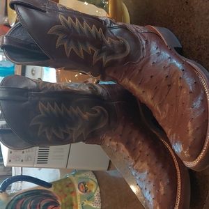 Men's Justin Ostrich Chocolate Cowboy Boot